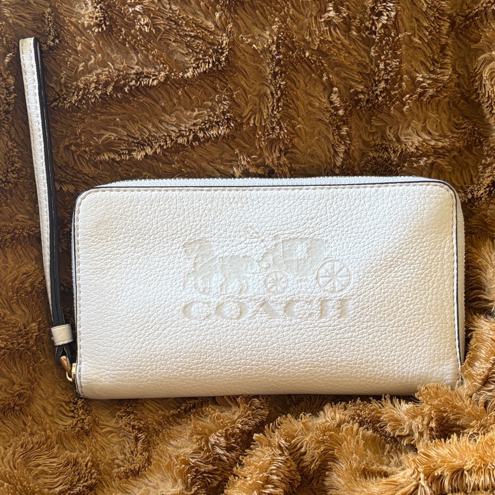 Coach Ivory Wristlet with Embossed Logo